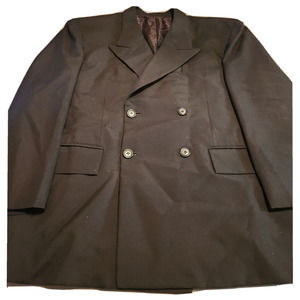 D Sharp Mens Sz 42S Black Suit Jacket Blazer Peak Double Breasted Measured As Is